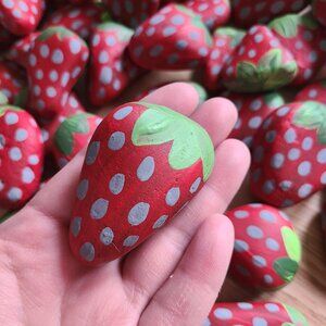 10 Pack Assorted Strawberry Painted Rocks Variety PACK OF 10 ROCKS (10 Count)